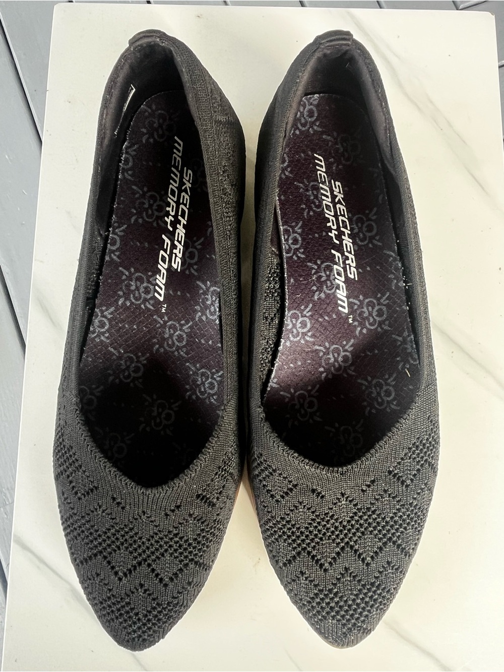 Skechers Black Memory Foam Knit Flats